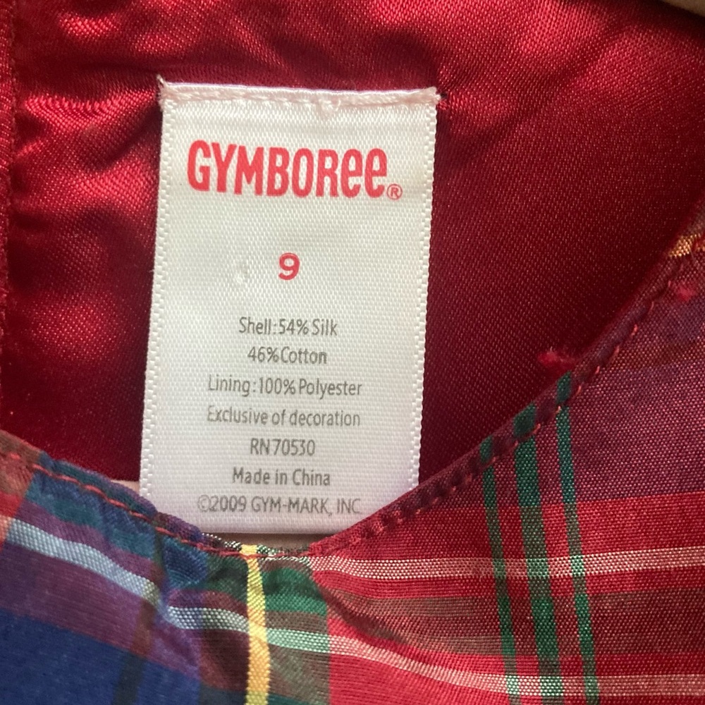 Gymboree Girls Size 9 Red Blue Yellow Green Plaid Fancy Party Dress - Picture 4 of 4